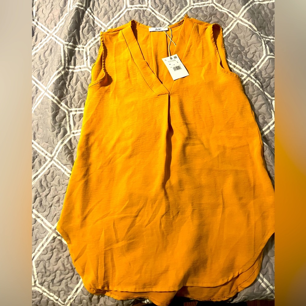 Mustard yellow sleeveless dress top